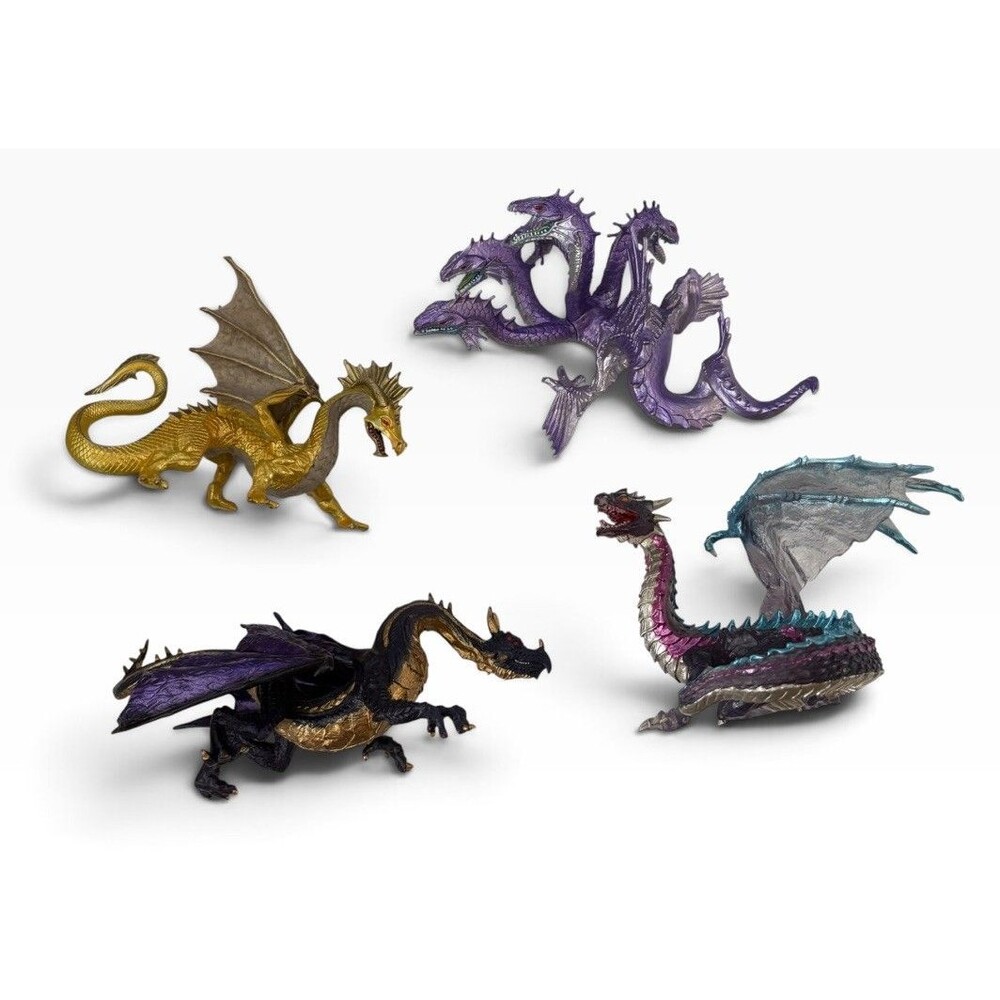 Safari Ltd Dragon Toy Lot -4 Mythical Golden Hydra Midnight Moon Crystal/Faerie